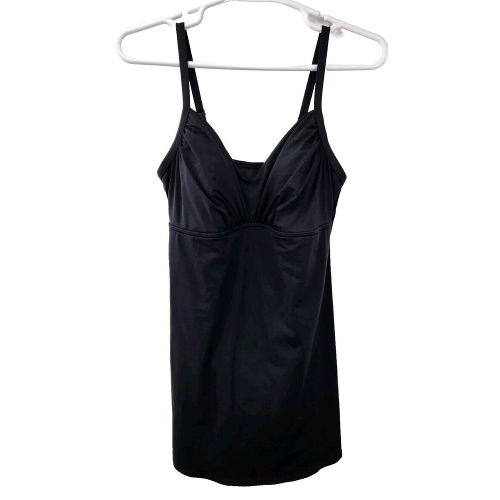 Lands End Swim Dress 16W One Piece Swimsuit Padded V-Neck Adjustable Straps